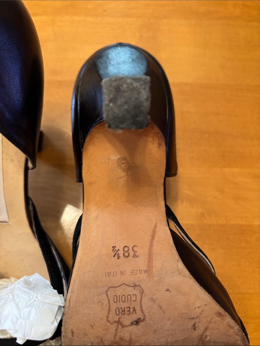Manolo Blahnik Black Pointed D'Orsay Pumps with Strap - Picture 3 of 3